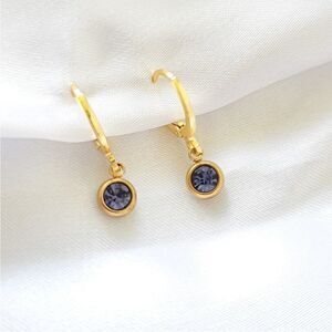 5 for $25 Tiny Crystal Charm Earrings Gold Huggie Hoops Rhinestone Diamond …